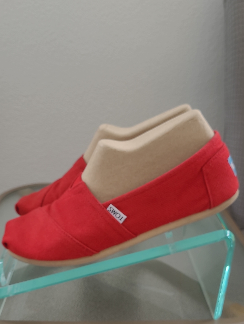 Toms Red Canvas Slip-On Loafers - Picture 7 of 13
